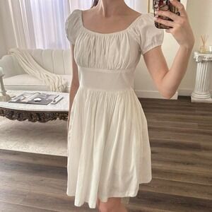 Hearts and Found S Loretta Milkmaid Mini Dress In White Cotton